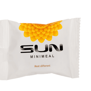 Energiegel mit Sonnenblumenmuster, perfekt für Sport und aktive Lebensweise, in weißen Verpackung für optimale Versorgung.