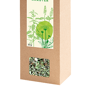 Umweltfreundliche Kräutertee-Verpackung mit Bio-Basenkraut, nachhaltige Kräutermischung für gesunden Genuss, ideal für Natur- und Teeliebhaber, 30g Packung.