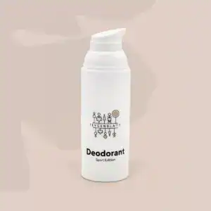 Natürlicher Deodorant in 50g Dose, speziell für sportliche Aktivitäten, mit pflanzlichen Inhaltsstoffen, um Geruch zu neutralisieren und Frische zu bewahren.