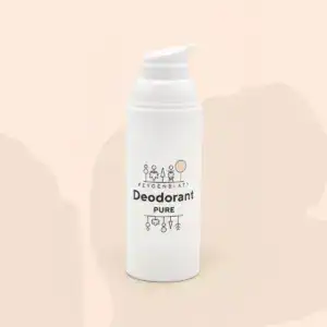 Weißer Deodorant-Pumpflasche mit minimalistischer Gestaltung, ideal für den Schutz vor Geruch, geeignet für empfindliche Haut, Teil der NEU Deodorant PURE Produktlinie.