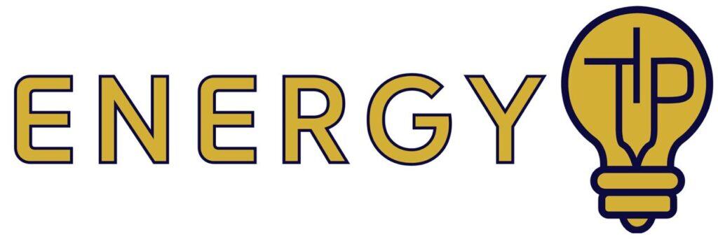EnergieTip Logo mit Glühbirne und Schriftzug, Fokus auf energiesparende Beleuchtung und nachhaltige Energiequellen, passend für den Bereich Energieeffizienz und Umweltbewusstsein.